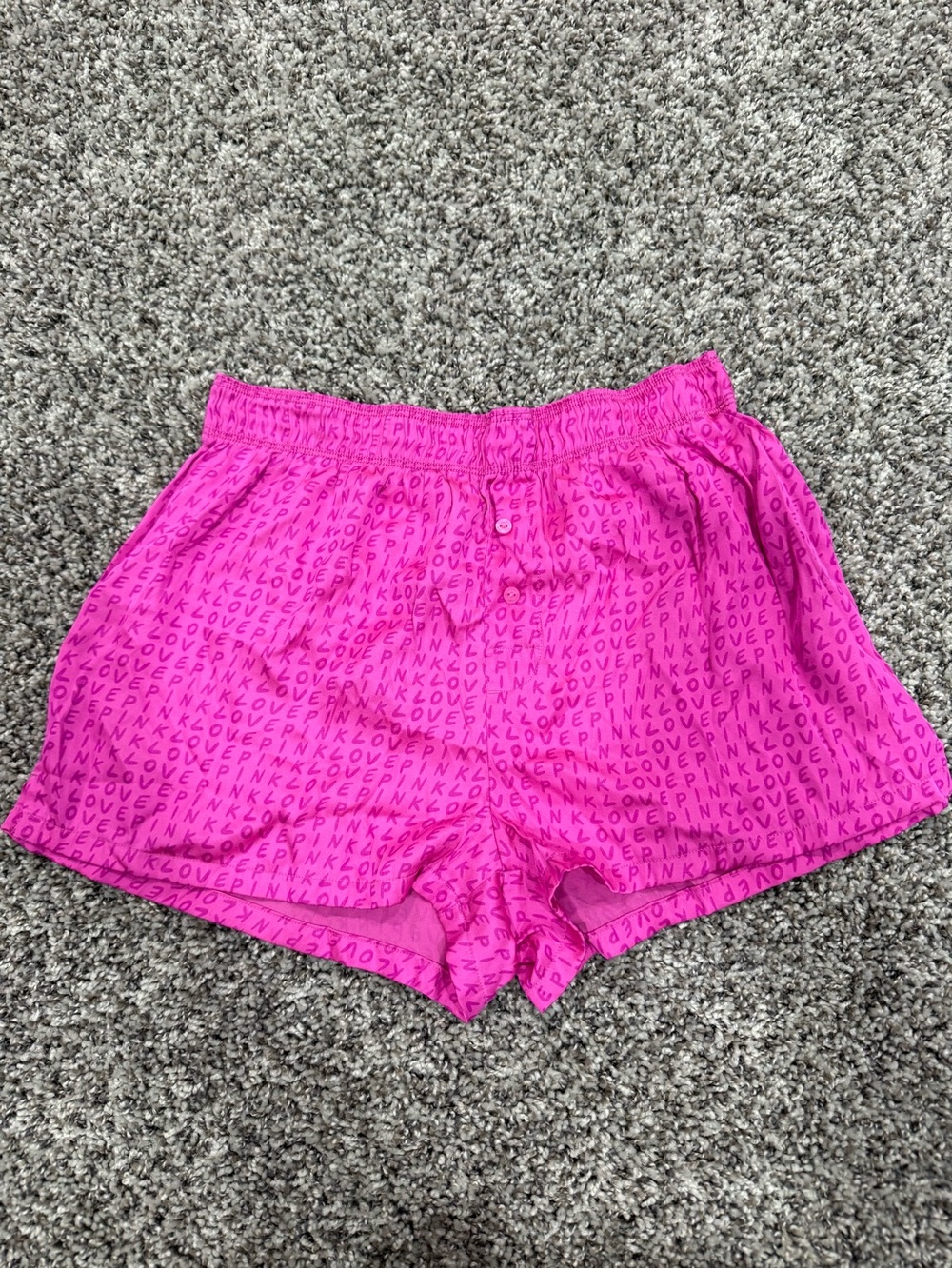 PINK Victoria's Secret Fuchsia 'LOVE' Print Sleep Shorts